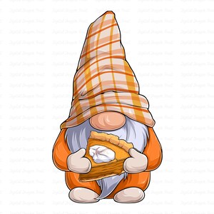 Gnome Pumpkin Pie PNG, Fall Thanksgiving Sublimation, Digital Instant Download