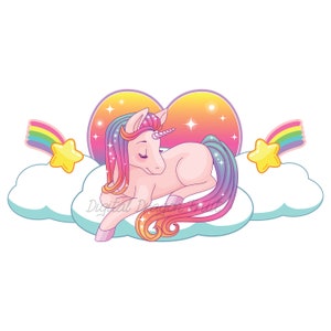 Sleeping Unicorn PNG, Cute Sparkle Unicorn Clouds Sublimation, Digital Instant Download