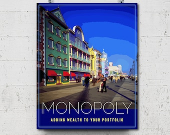 Monopoly - Wall Print, Gifts for Men, Women, Gaming, Board Games, Wall Art, Fan Art, Travel Poster, Game Night, Game Room Wall Decor