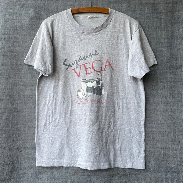 Vintage 80s Suzanne Vega World Tour 1987 New Wave Rock Medium Fade T-Shirt