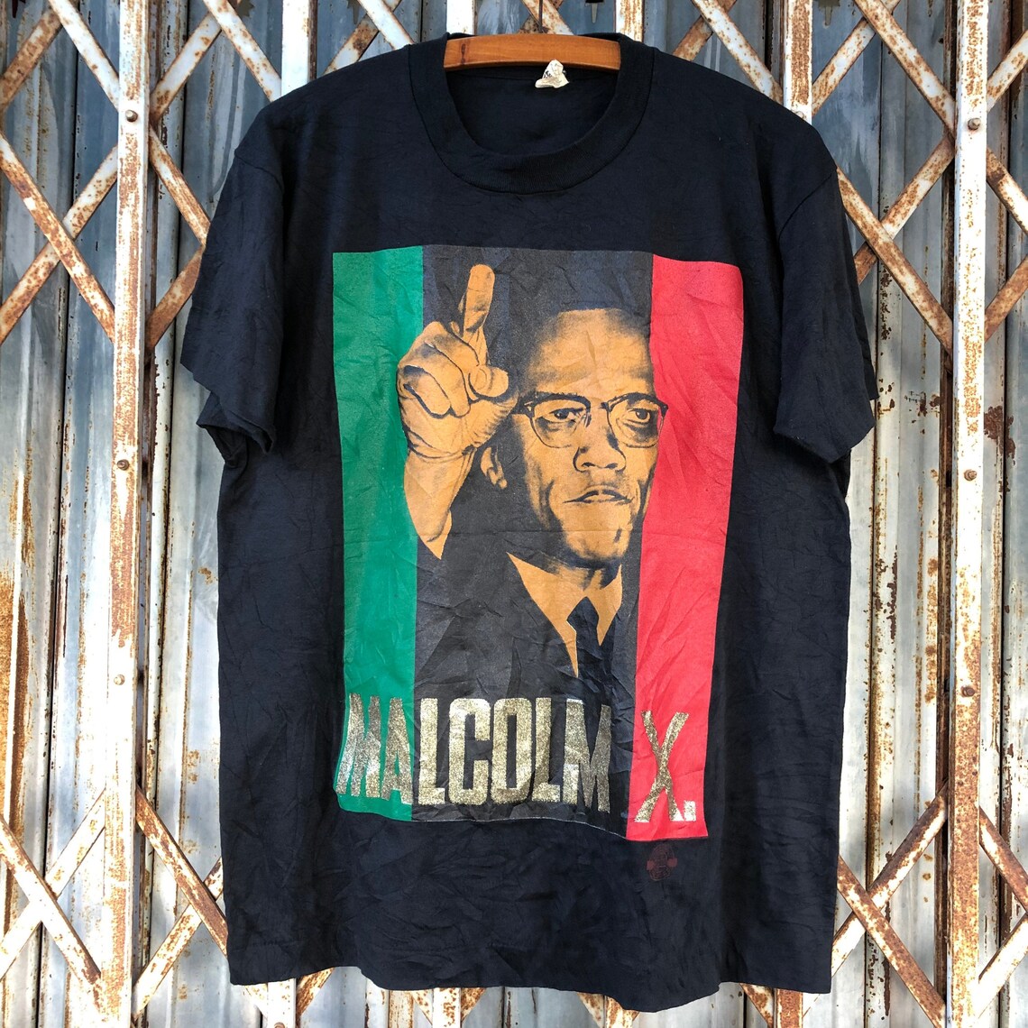 Vintage MALCOLM X Black Single Stitch Size L Men Tshirt Etsy