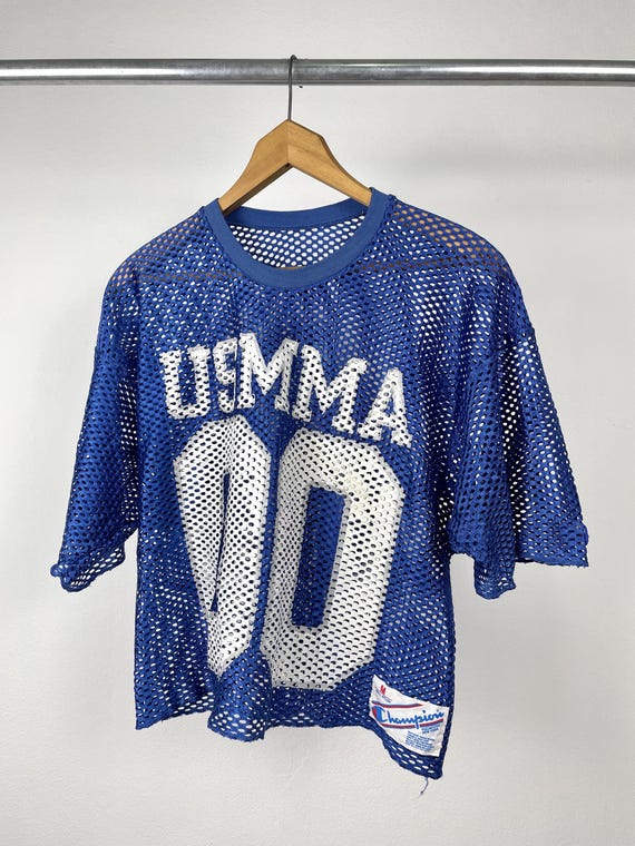 Vintage 80s Mesh Football Jersey T-shirt Cropped Athletic Sports