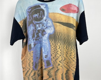 Vintage 90s Graphic T-Shirt, Archaic Smile Overprint, Single Stitch, Made in USA