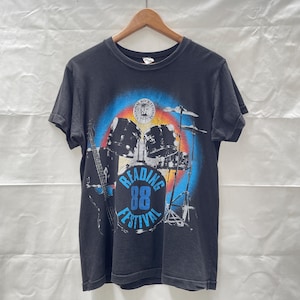 Vintage 80s Reading Festival T-Shirt, Faded Black Rock Music Tee