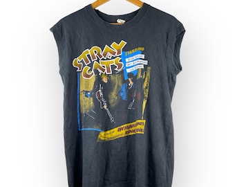 Stray Cats RANT 'N' RAVE Tシャツ Vintage 80s Stray Cats Rant N Rave Tour T-Shirt Sz M
