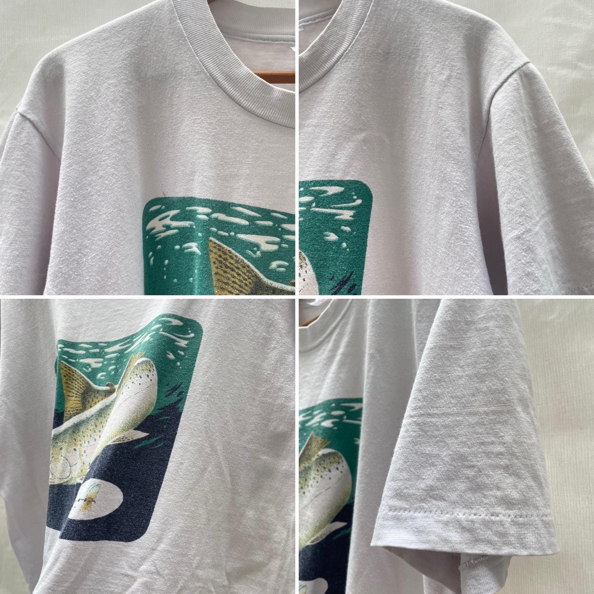 Vintage 80s Rainbow Trout Fishing T-shirt, Fish Graphic Tee, Large 