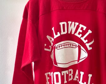 Vintage 70s Champion Football Jersey Shirt, Red Cotton Nylon Tee
