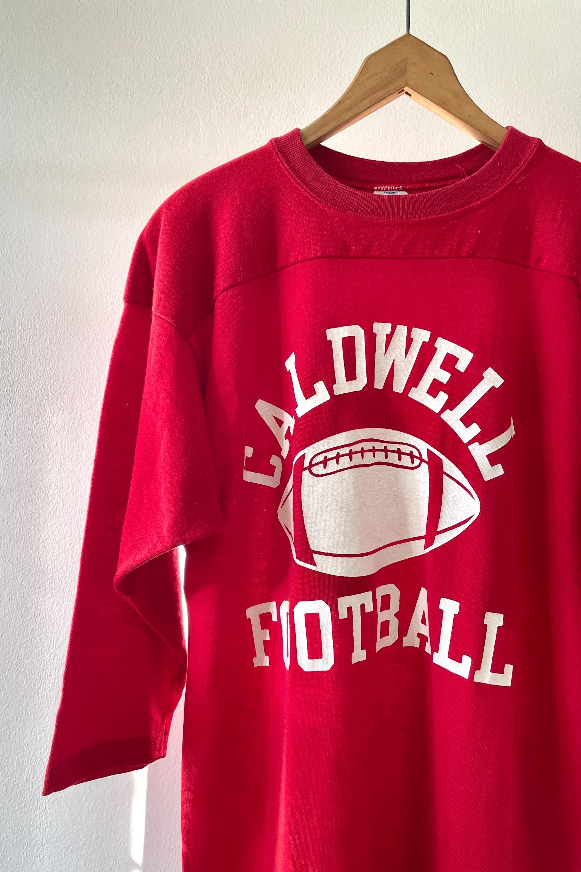 Vintage 70s Champion Football Jersey Shirt, Red Cotton Nylon Tee