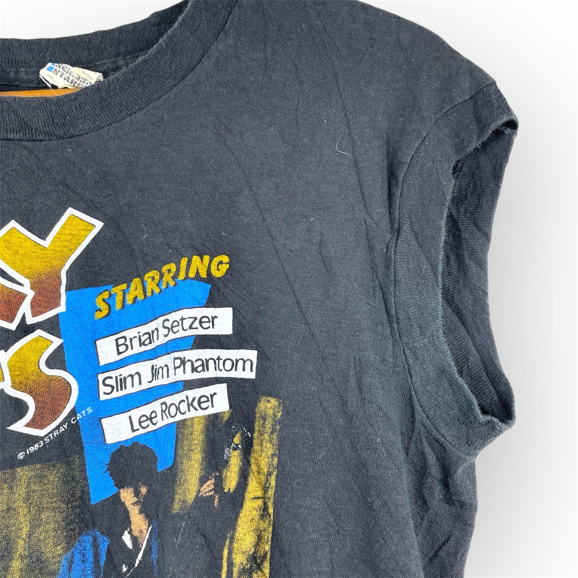 Vintage 1980s Stray Cats T-shirt, Rockabilly Band Tee, Sleeveless 