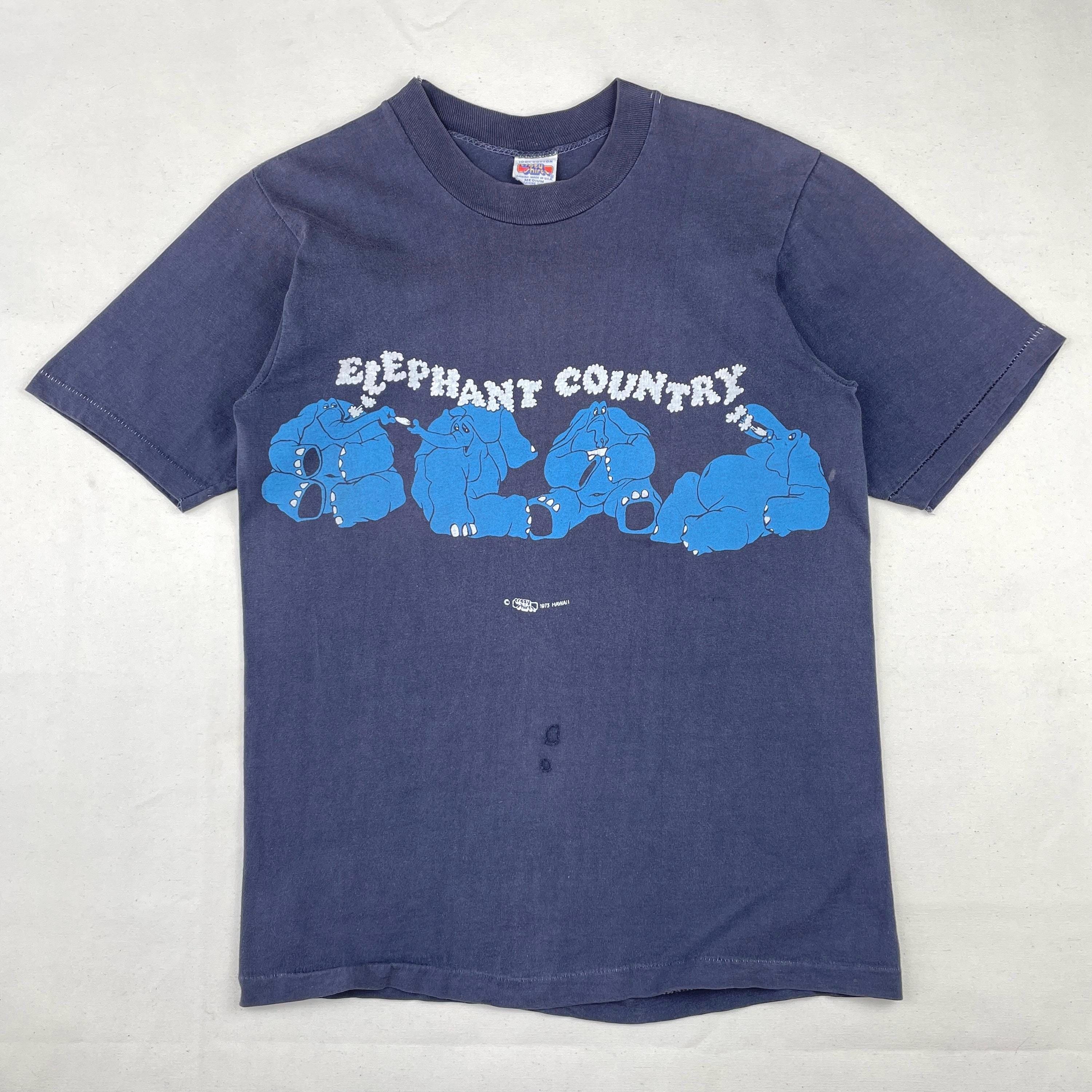 Vintage 70s Crazy Shirts Hawaii Elephant Country Tee - Single 