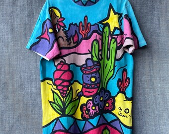 Vintage 90s Hand Painting Artwork Faded T-Shirt