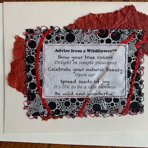 Wildblumen-Ratgeber-Gedicht, gerahmt, handgemachte leere Grußkarte