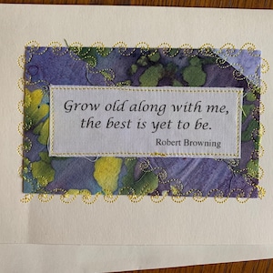 Robert Browning Gedicht, gerahmt, handgestickte blanko Grußkarte