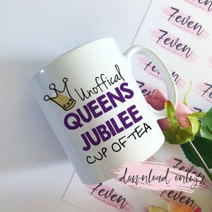 Queens Jubilee, Queens Platinum Jubilee 2022, SUBLIMATION 10oz MUG TEMPLATE, Digital Download, Mug Template, Jubilee Template, Mug Design