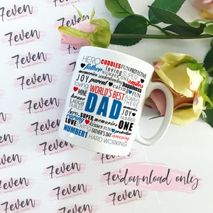 World&#39;s Best Dad - Father&#39;s Day SUBLIMATION 10oz MUG TEMPLATE, Digital Download, Mug Template, Father&#39;s Day Template, Mug Design