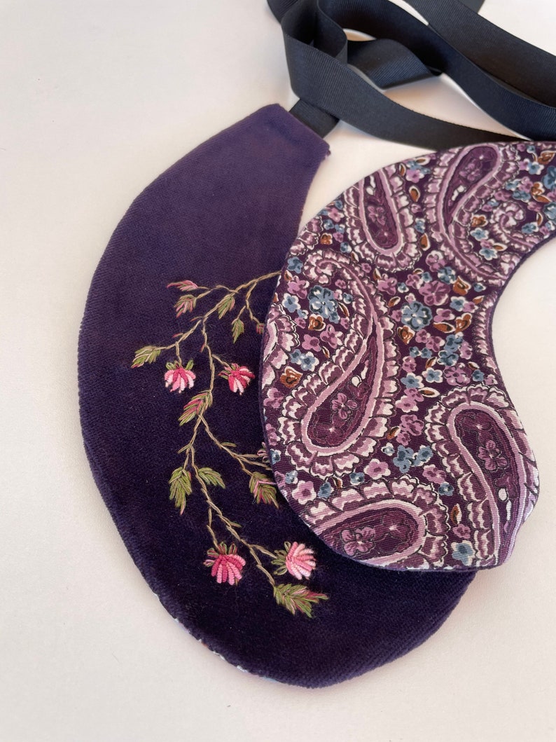 Purple Embroidered peter pan Collar Detachable Women/'s Collar Hand embroidered double sided collar 100/%handmade