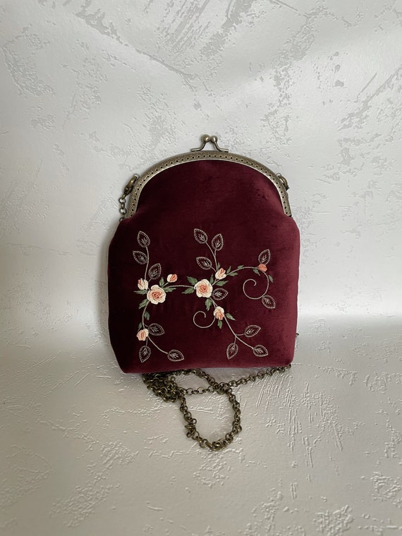 Velvet embroidered bag hotsell