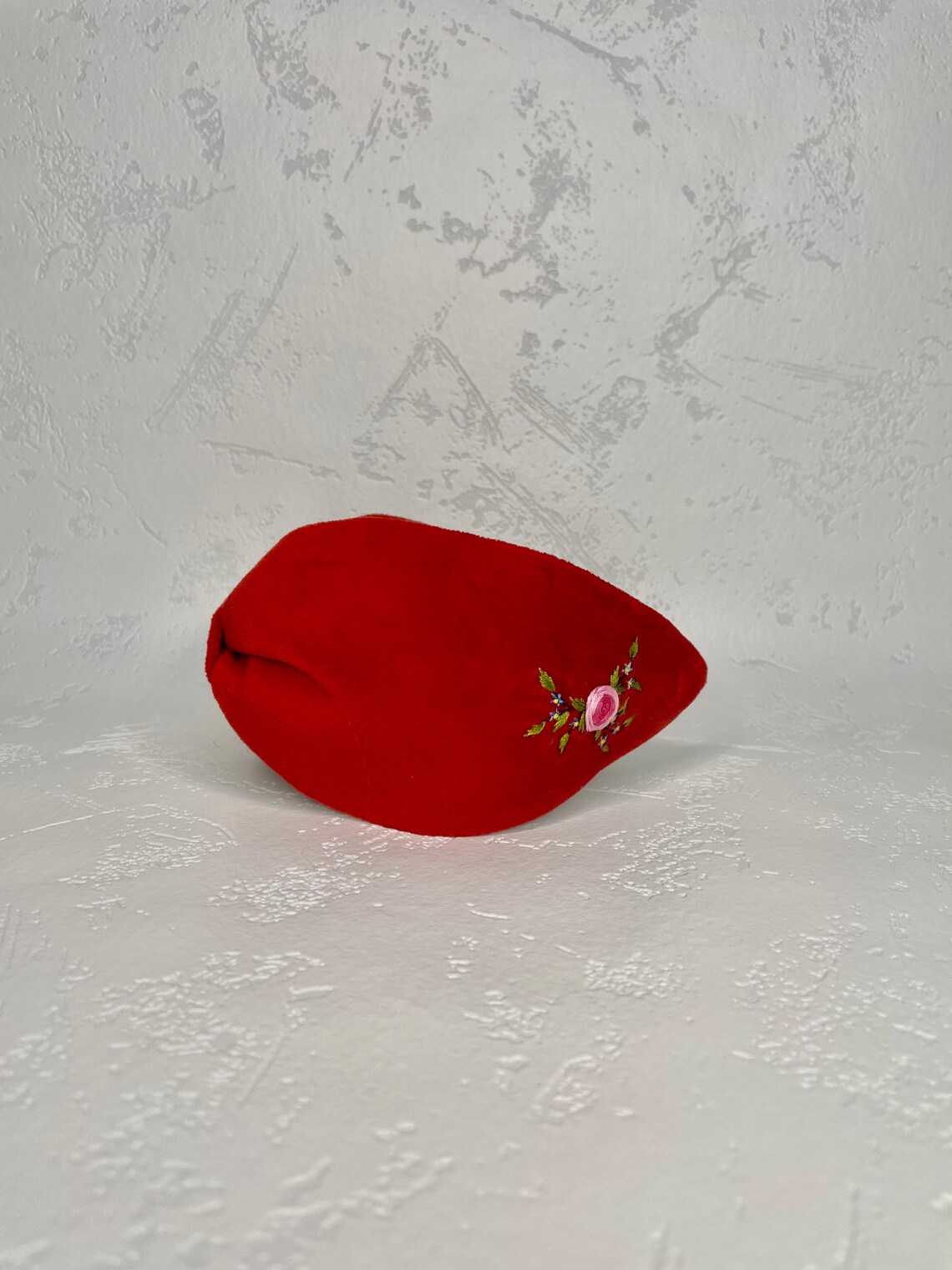 Petit Italia - Red Fur Pom Headband With Velvet Bow main image 1