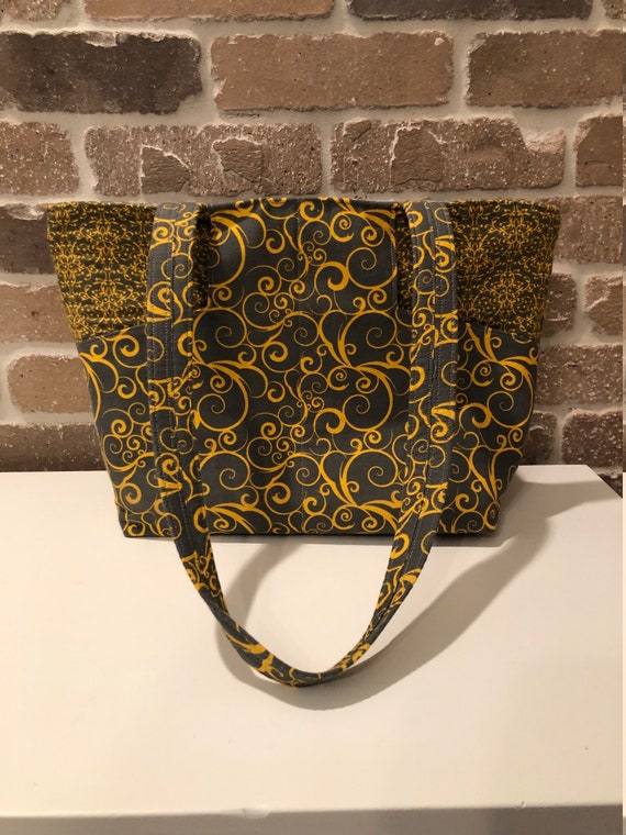 Gray and Yellow Women\'s Bag Amazon.com: Yellow Gray Black Plaid Print Hand Travel Bag  main image 2