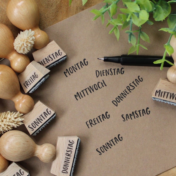 Stempel Wochentage, Kalender, Textstempel, Holzstempel