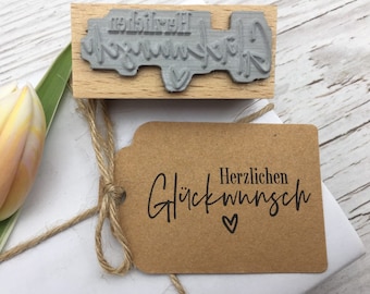 Stempel Herzlichen Glückwunsch, Geburtstag, Prüfung, Jubiläum, Kommunion, Konfirmation, Karten DIY, Herz