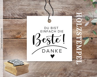 Stempel Danke Du bist einfach die Beste, Vielen Dank, Geschenk, Anhänger, Etiketten, Textstempel, Herz, Freundschaft