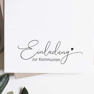 Stempel Einladung zur Kommunion, Textstempel, Handmade, Einladung Kommunion