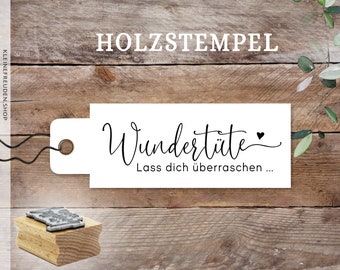 Stempel Wundertüte Lass dich überraschen, Geburtstag, Weihnachten, Geschenk, Textstempel, Aufmunterung, Freundschaft, Kinder, Gastgeschenke