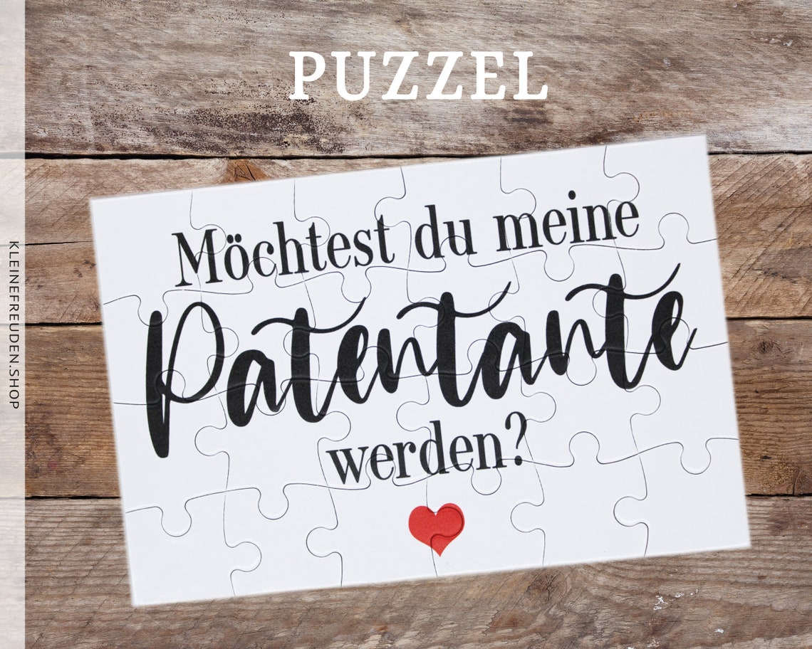 Puzzle-Geschenk „Möchtest Du Meine Patentante Werden?“ – 75 Teile, Herzform