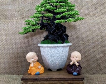 Miniature Wire Bonsai Tree with Moss Base – Small Space Desk Decoration