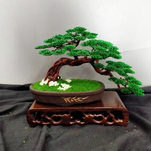 Horizontal Driftwood Style Wire Bonsai Tree – Hand-Shaped Copper Sculpture in Low Oval Zen Pot