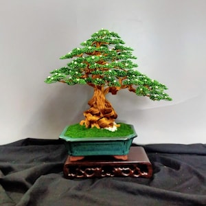 Handmade Golden Wire Bonsai – Faux Bonsai in Green Pot, Gift for Home & Office
