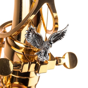 Amplificador ArtTone para saxofón, diseño de águila, chapado en plata y oro, accesorios para saxofón, regalo para músicos, regalo para saxofonistas, regalos musicales
