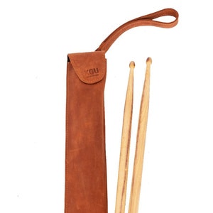 Handmade Leather Drumstick Holder by KGUmusic. Stylish Bag for Drumsticks, Ideal for Drummers of All Levels made of Crazy Horse leather