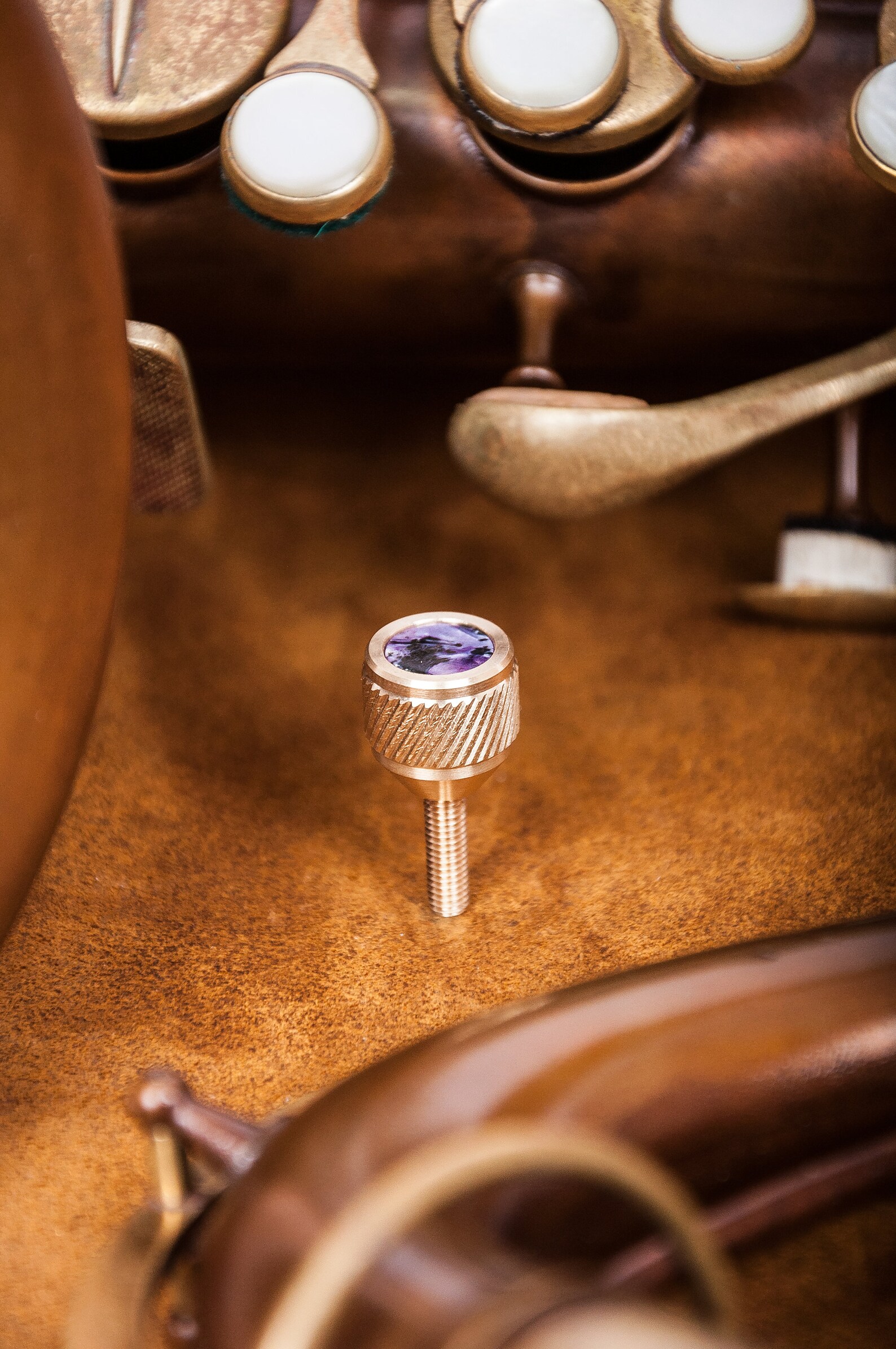 Yamaha Saxophone HEAVY Neck Screw. Kgubrass 135. Raw Brass. 6 Stones