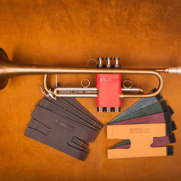 Trompetenventilschutz | 11 Farben | Personalisierung | Handgemachtes Crazy Horse | Beste Geschenk für Trompete-Messing-Musiker Echtes Leder.