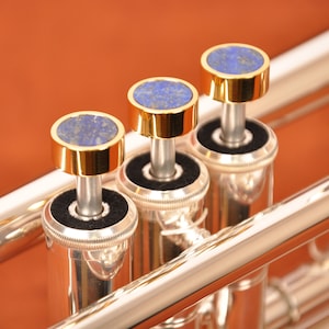 24K Gold Plated HEAVY Custom Finger Buttons for most popular trumpet brands with NATURAL STONES
