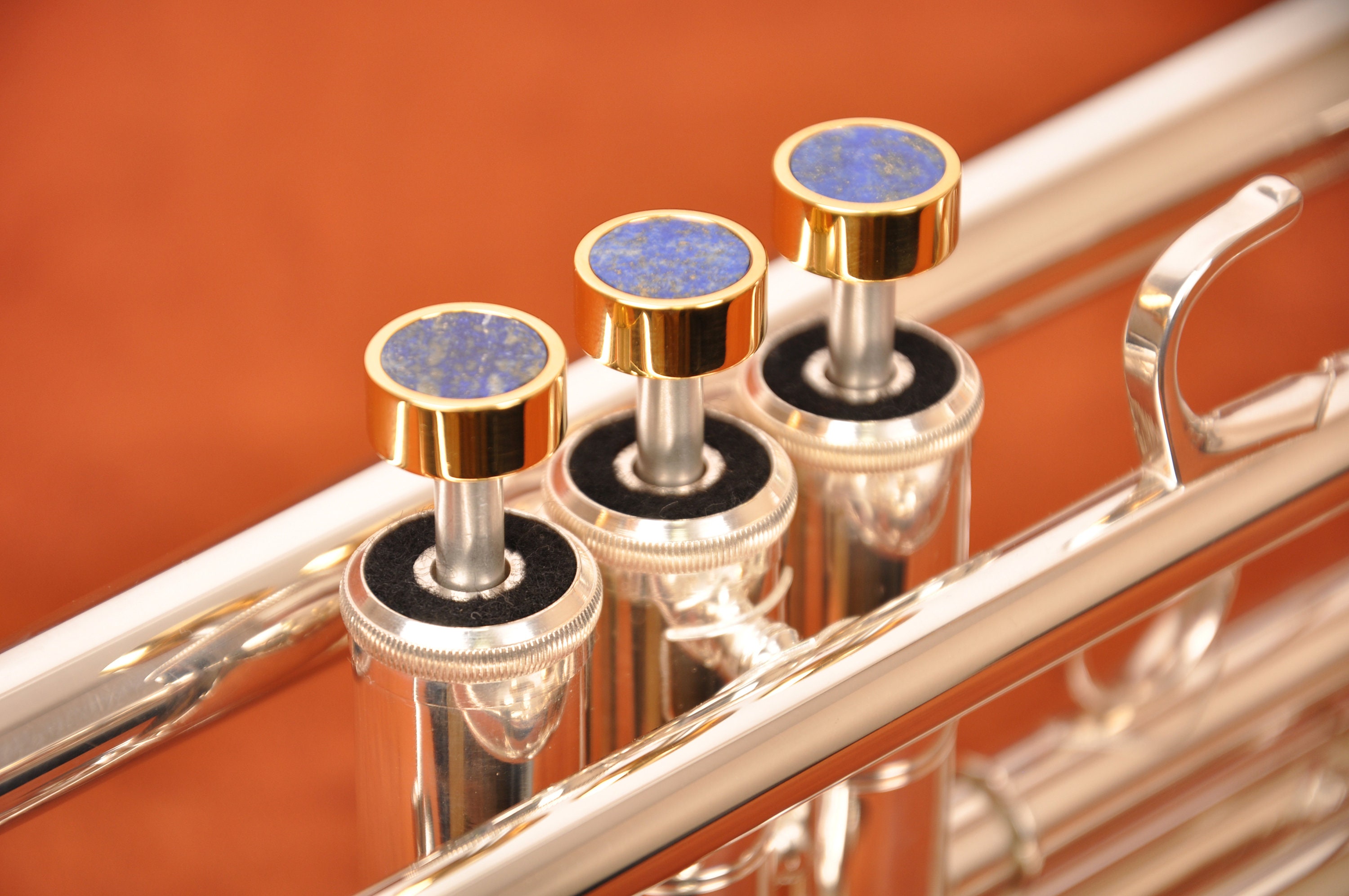 24K Gold Plated HEAVY Custom Finger Buttons for most popular trumpet brands with NATURAL STONES