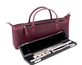 Flöte Leder Gig Bag: Verstellbarer Schultergurt, gepolsterter Fute-Etui