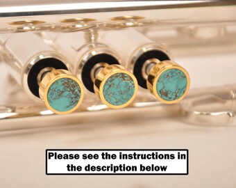 thumbnail image 2 of Jiayouy Gold Dark Blue Shell Inlay Trumpet Finger Buttons For 2 of 12