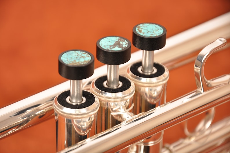 Heavy Custom Trumpet Finger Buttons BLACK Edition With Natural Stones