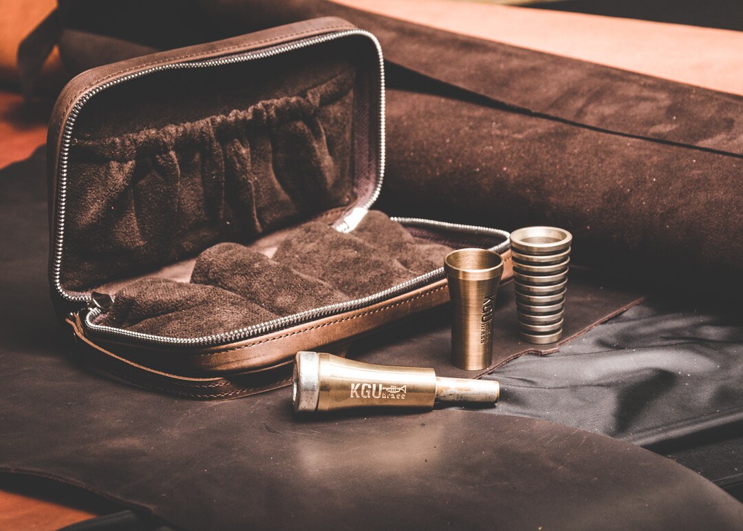 Trumpet Mouthpiece Pouch Kgubrass QUAD Holder Crazy Horse Leather 4