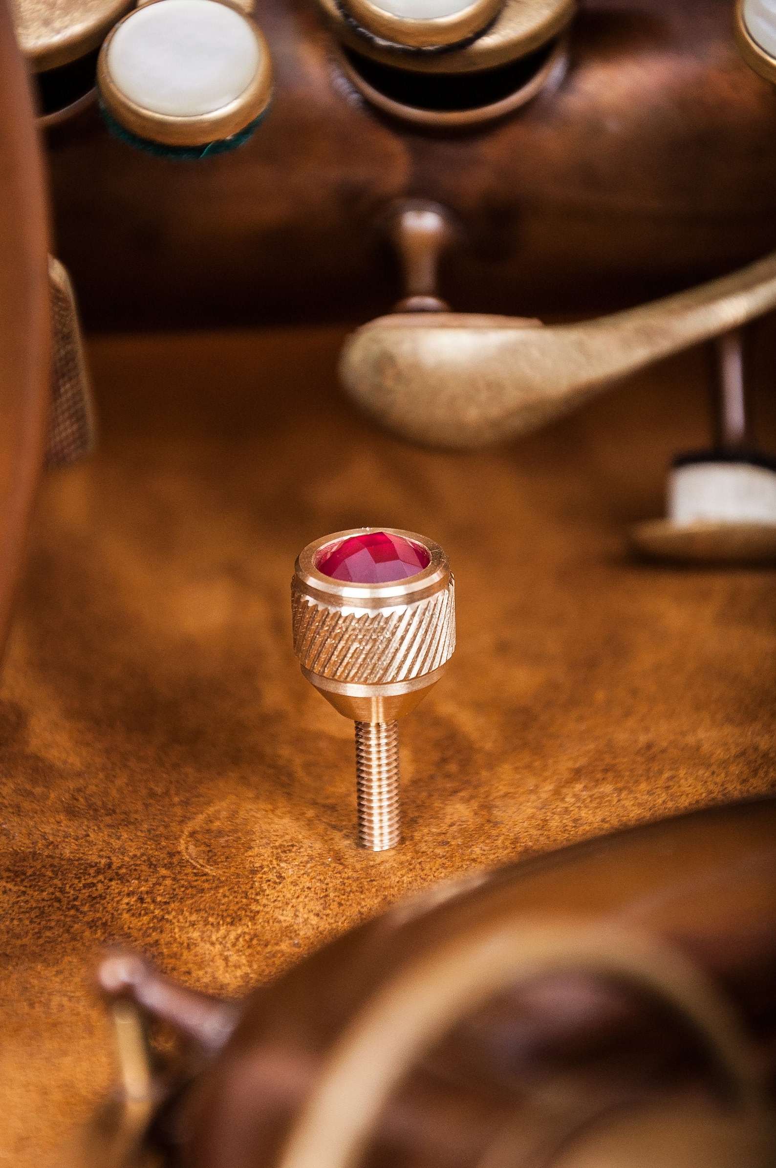 Yamaha Saxophone HEAVY Neck Screw. Kgubrass 135. Raw Brass. 6 Stones