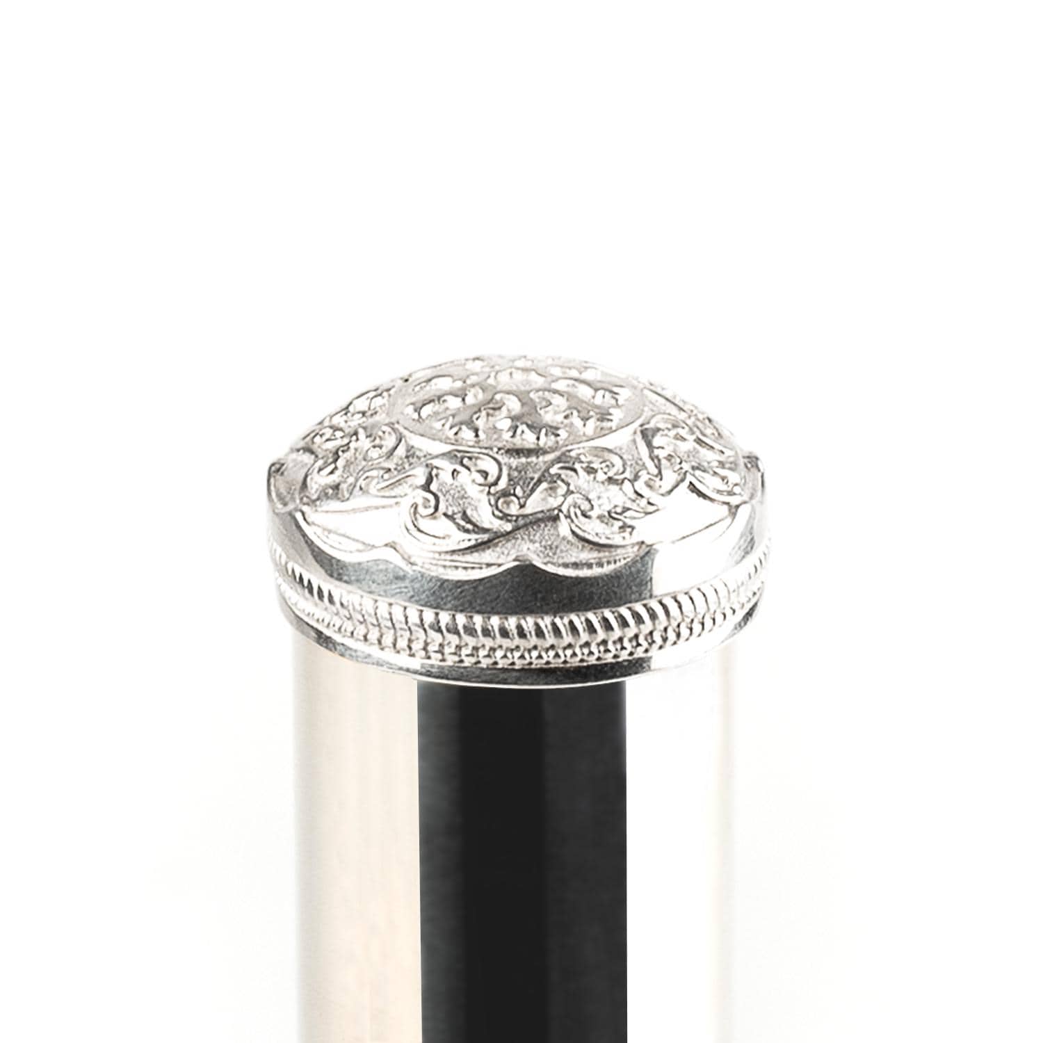 925シルバーフルートクラウン：花の葉の彫刻、ヤマハ、パール