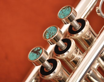 998 verzilverde ZWARE trompet aangepaste vingerknoppen voor de meest populaire trompetmerken met NATUURSTEEN
