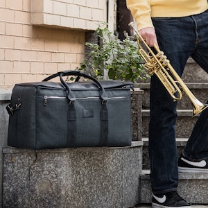 Bolsa doble para trompeta / Cuero Crazy Horse / Bolsa de regalo para trompeta y músicos de metales / KGUBrass