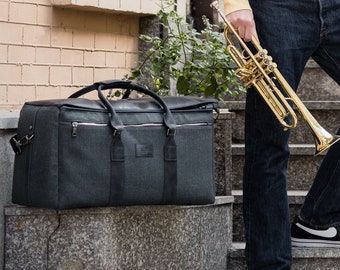 Trumpet Double GIG Bag| Crazy Horse Leather| Trumpet and brass musician gift bag| KGUBrass