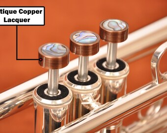 Heavy Trumpet Finger Buttons Antique Copper Lacquer with Natural stones for Trumpet. Improve the sound of your horn.Best gift for Trumpeter.