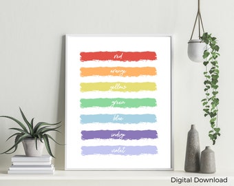 Rainbow Colors Educational Poster | Playroom Decor, Homeschool Decor or Classroom Decor | Colors of the Rainbow Poster Wall Art
