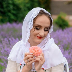 Orthodoxe kapelsluier, katholieke hoofdbedekking voor vrouwen, sluier voor mis, traditionele mantilla bruidssluier, elegante religieuze hoofdbedekking